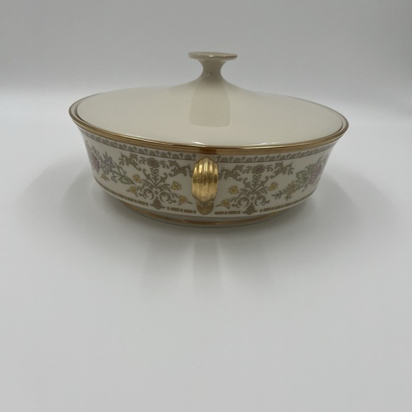 Lenox Serving Tureen with Lid Gold Trim Floral Pattern Porcelain Dish - Picture 4 of 12